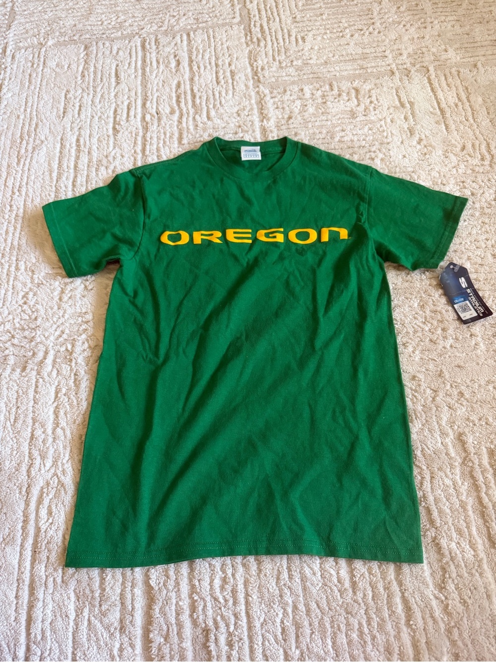 Stadium Athletics Green Tee with Yellow OREGON Script